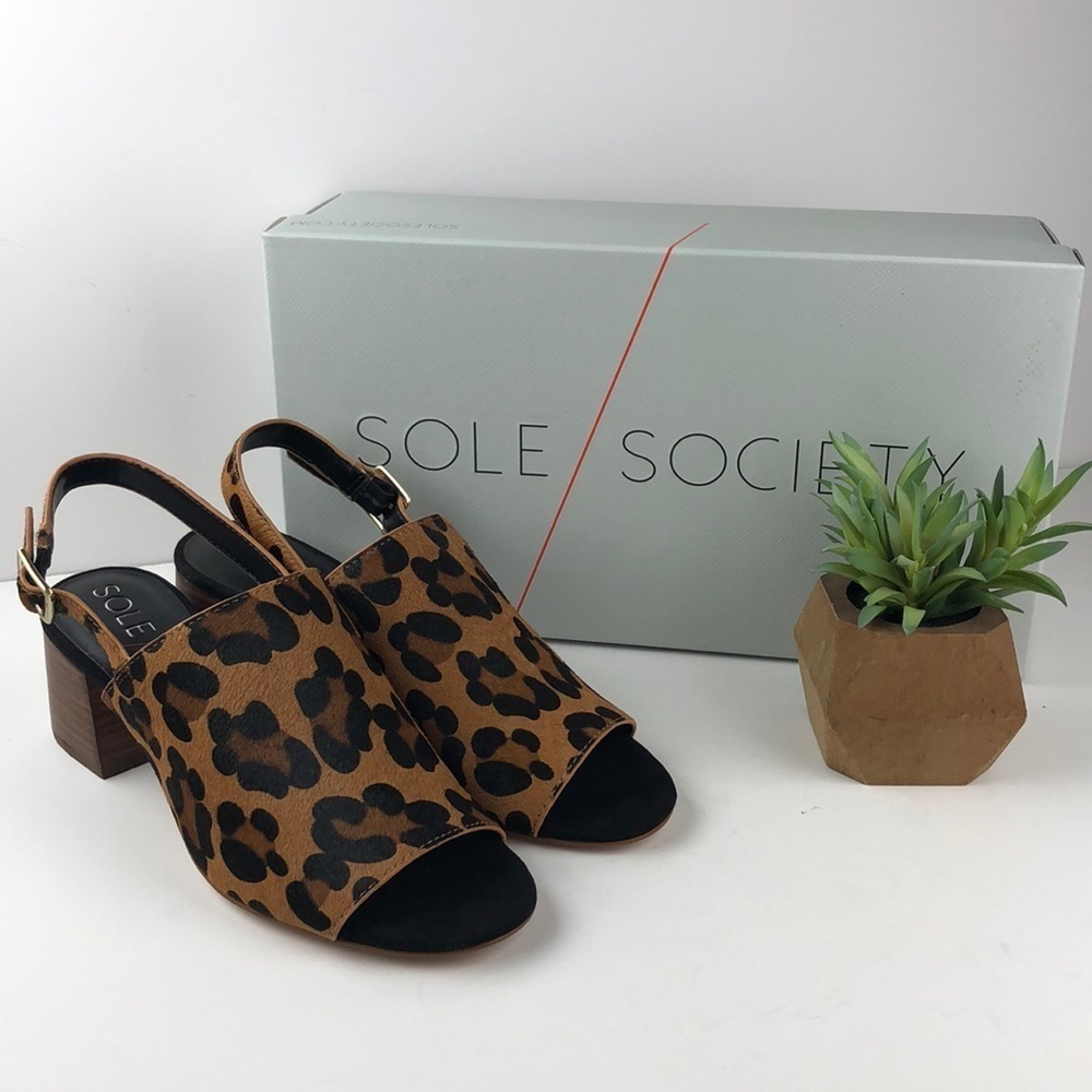 NEW Sole Society Shawde Leopard Sandals Heels 7.5